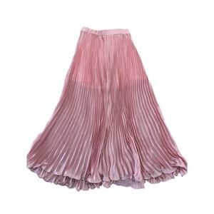 Kate Kasin Pleated Chic Flouncy Ankle Length Skirt Preppy